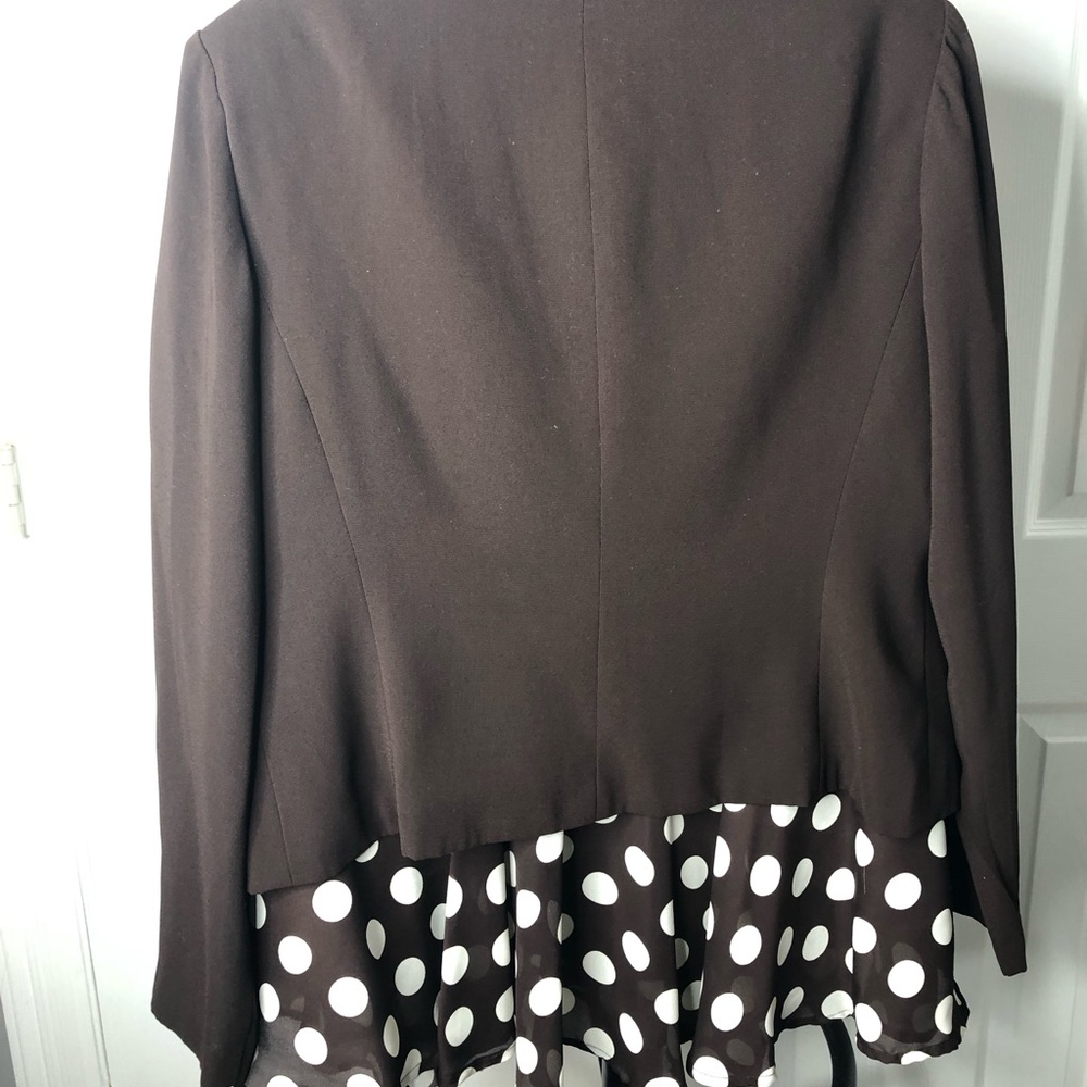 Dress Barn Brown and White Polka Dot Women's Jacket and Skirt Set, Size 12 - Picture 4 of 16